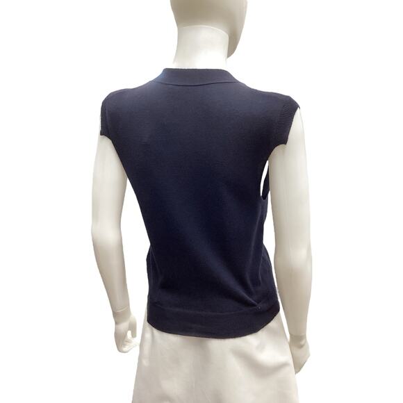 Stella McCarthy Vest Women’s Size S Cotton/Cashmere/Silk Made In Italy Navy Blue - Picture 4 of 5